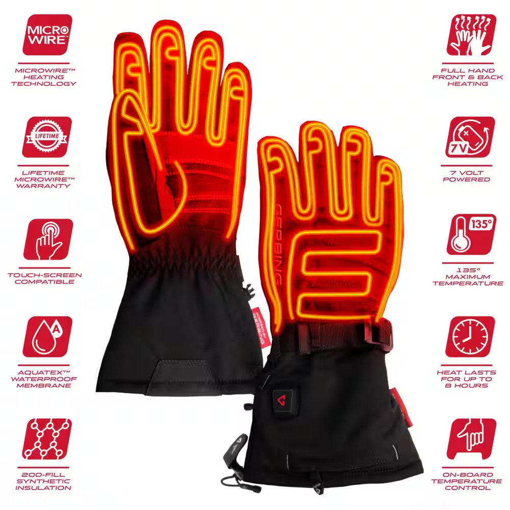 Women'S Medium Black 7-Volt S7 Battery Heated Gloves