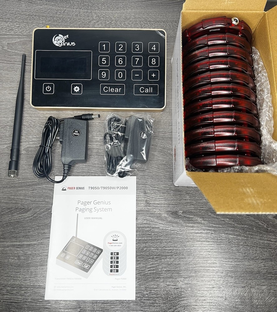 Pager Genius 10 Restaurant Coaster Pagers *Complete Paging System*