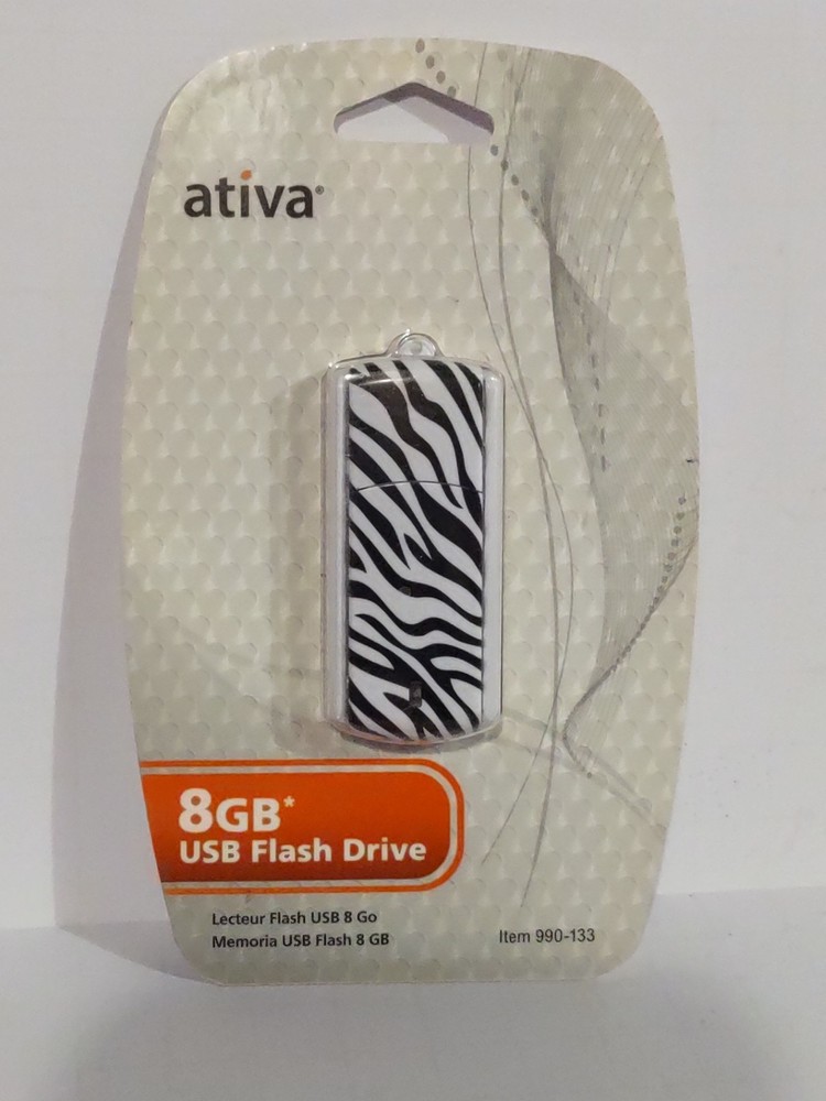 Zebra Stripe Ativa 8 GB USB Flash Drive NIP