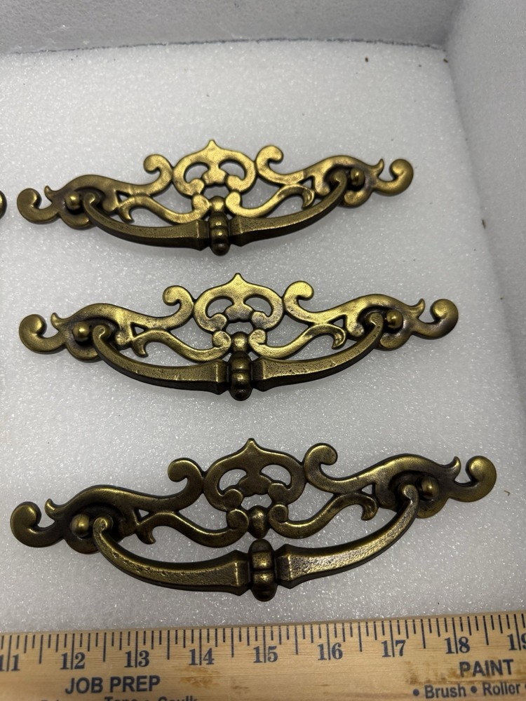 Vintage Victorian Solid Brass Gothic Design Drawer Pulls Handles 8” (22)