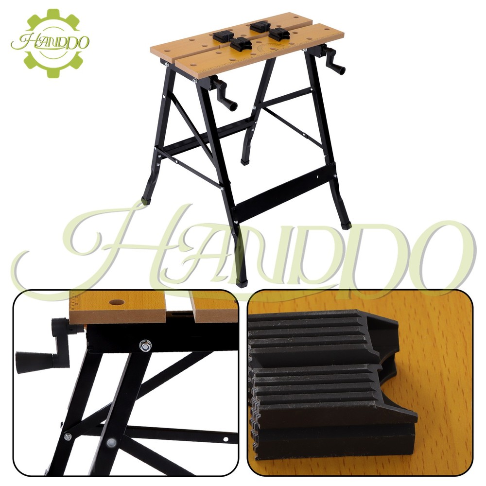 220lbs Adjustable Workbench Foldable with Measuring Ruler and Protractor