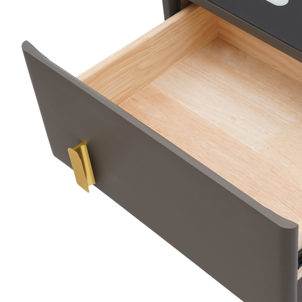 Smart Nightstand w/Security Safe Lock Box, 3-Color Light,Wireless Charging USB