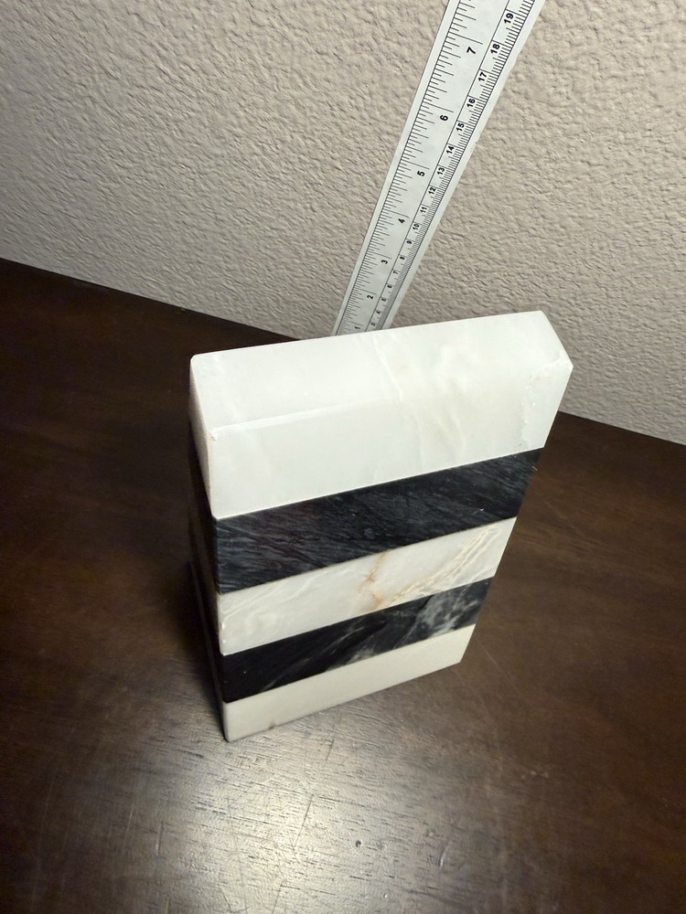 Marble Book End Black & White Stripped Decorative Bookends