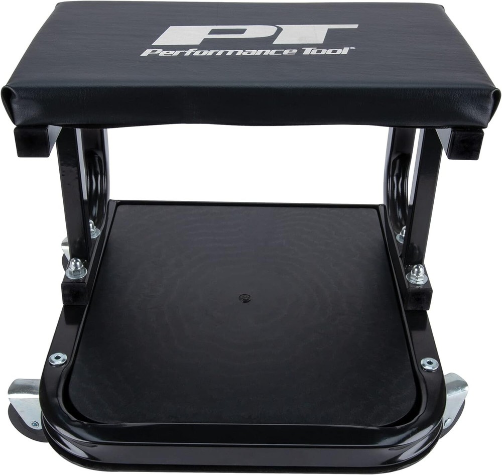 Efficient Rolling Work Seat for Mechanics - Shielded Casters & Padded Cushion