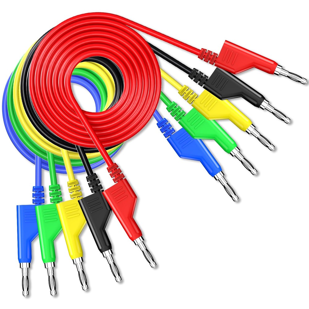 Goupchn 5PCS Stackable Banana to Banana Plug Test Leads Soft Electrical Test ...
