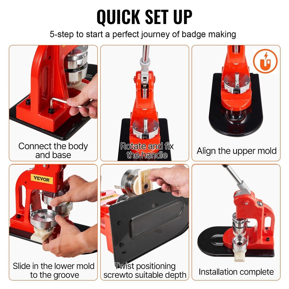 75mm DIY Button Maker Kit Includes Magic Panda Book Circle Cutter 500 Parts