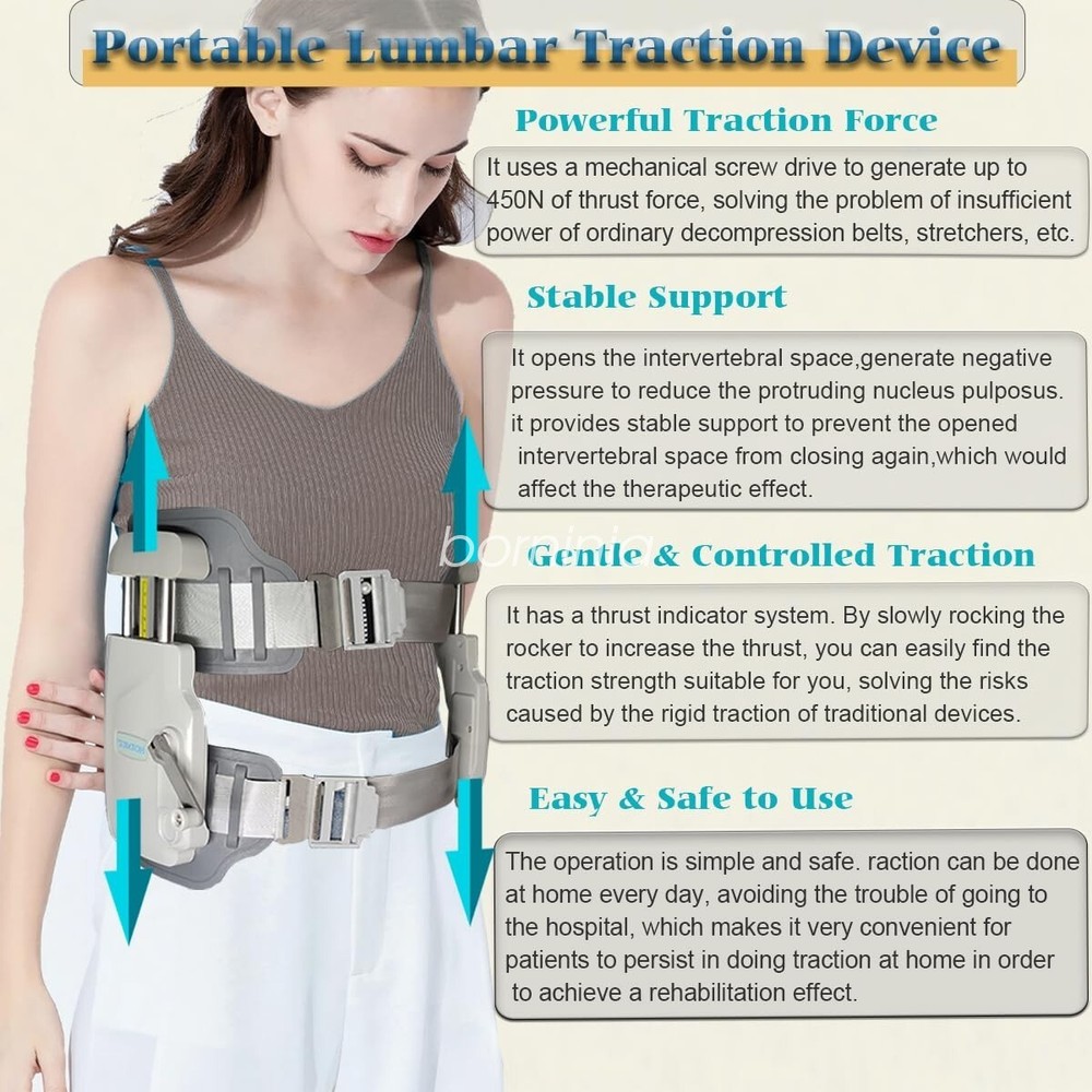 Lumbar Traction Device Adjustable Back Brace Spinal Decompression Belt Sciatica