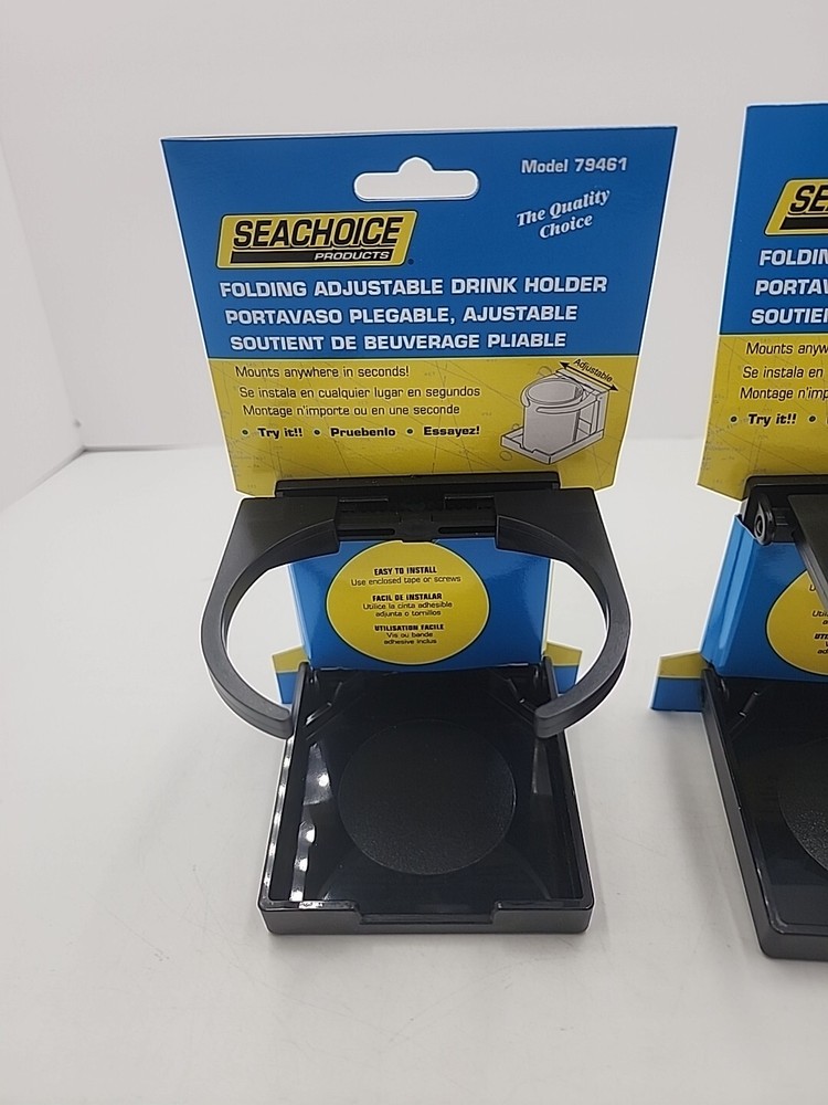 Black Plastic Folding Drink Holder with Adjustable Arms for Boats