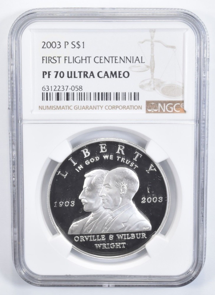 2003-P First Flight Commemorative Silver Dollar PF70 UC NGC