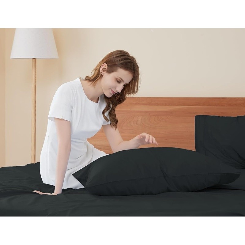 Breathable Cotton Pillowcase Set Queen Soft Comfortable Bed Covers 200TC Durable