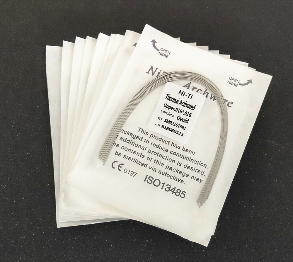 20 Packs 200 Pcs Thermal Activated NITI Rectangular Arch Wire Bows Ovoid Form