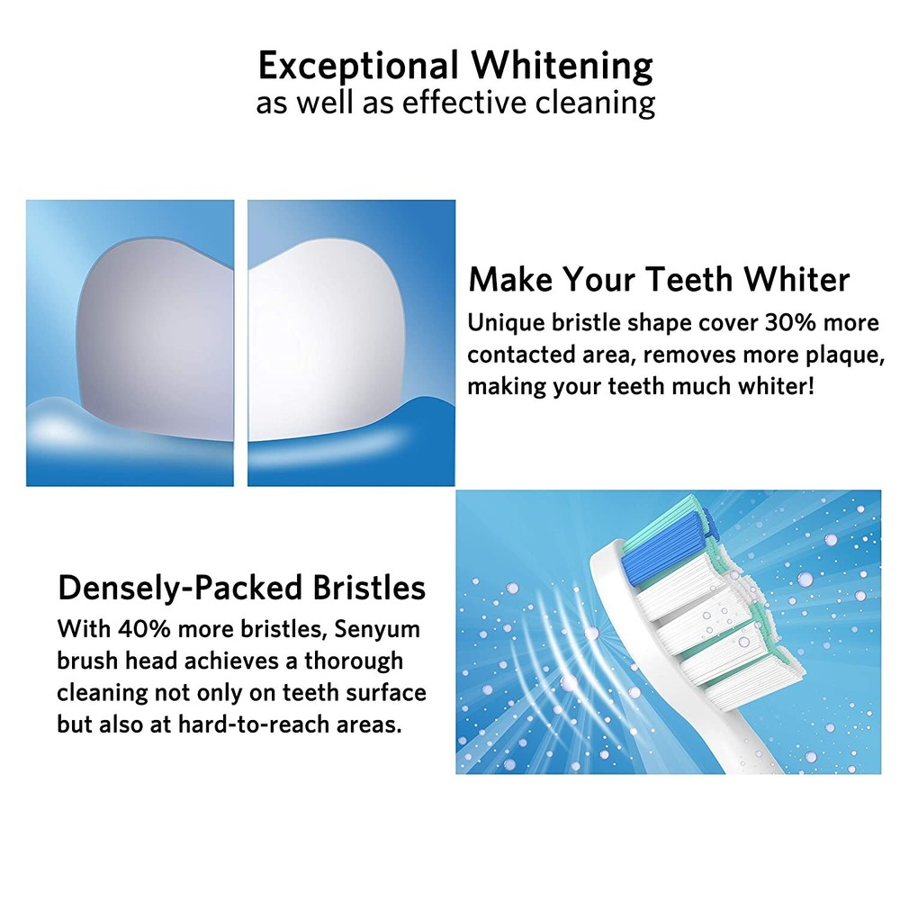 8PCS Replacement Toothbrush Head Compatible with Phillips Sonicare Toothbrush
