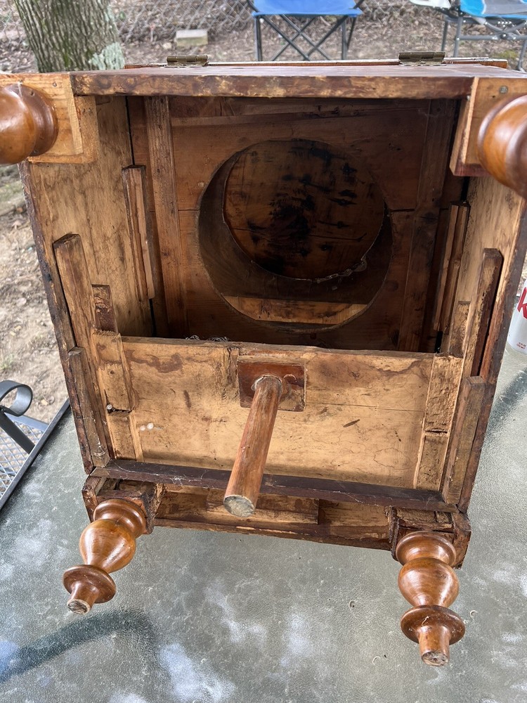 Antique Victorian Mahogany & Needlepoint Chamber Pot Commode Bedside Step Stool