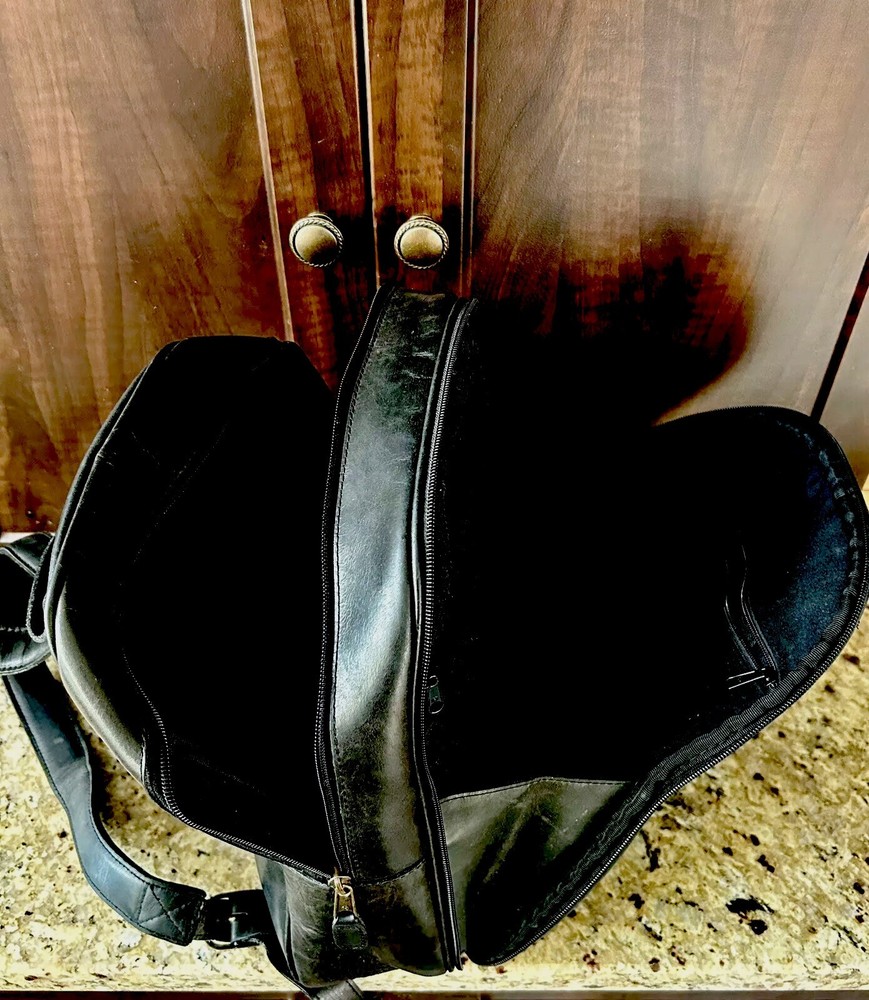 LEATHER SADDLE BACKPACK Black Vintage M. London BEAUTIFUL quality & Condition