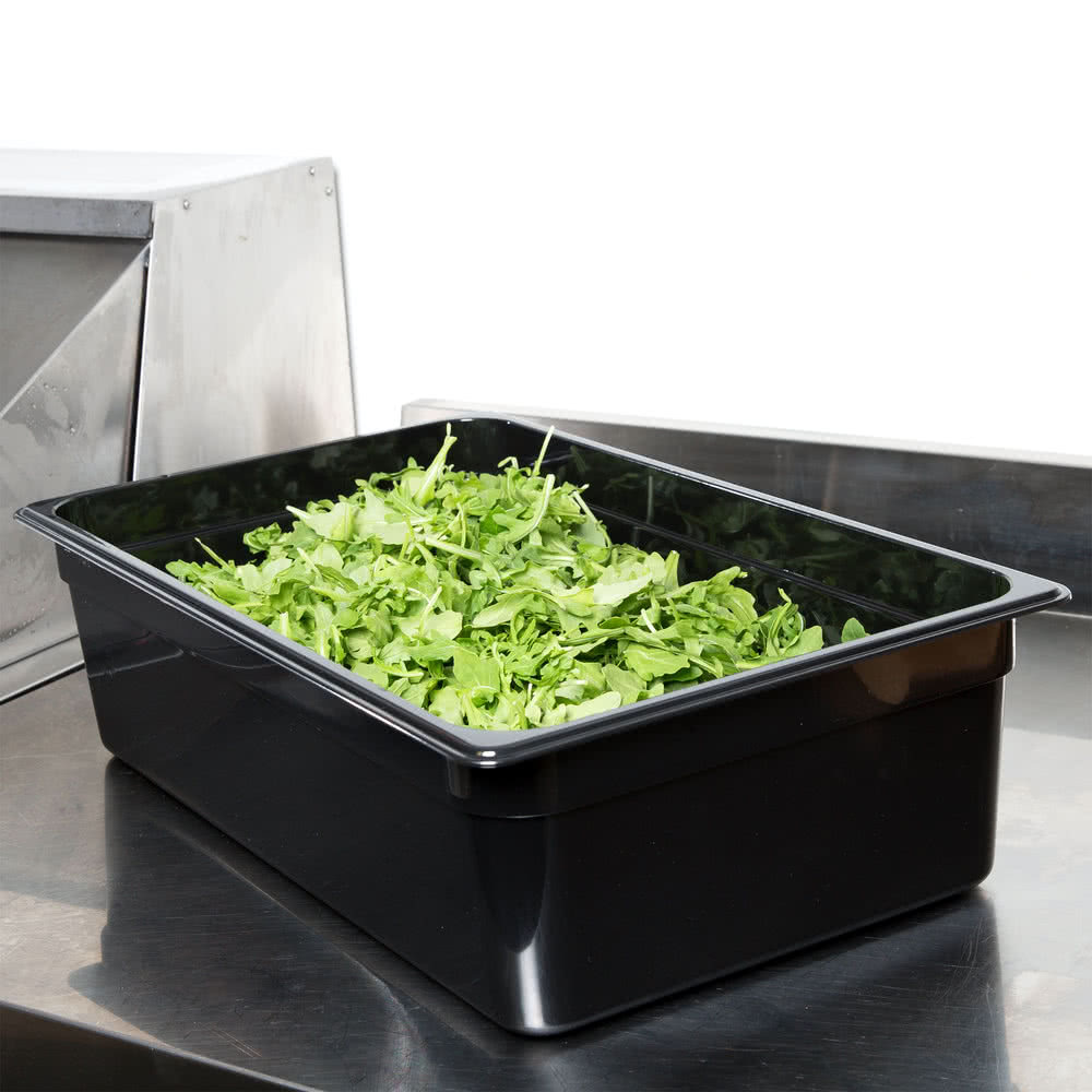 Full Size 6" Deep Black Plastic Polycarbonate Prep Table Hotel Buffet Food Pan