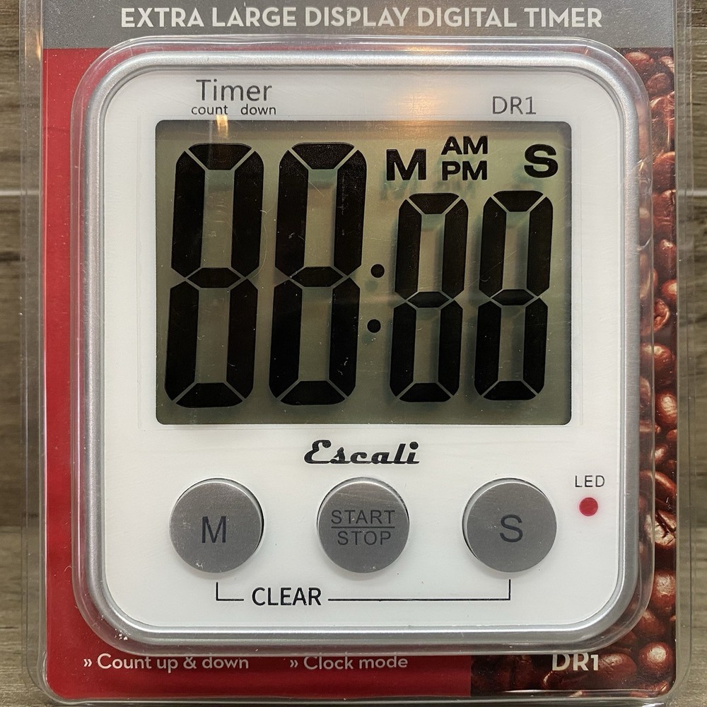 NEW Escali Extra Large Display Digital Timer DR1 - Count Up & Down - Clock Mode