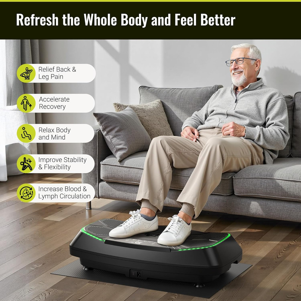 Vibration Plate Exercise Machine, Adjustable Speed High Intensity Vibration for