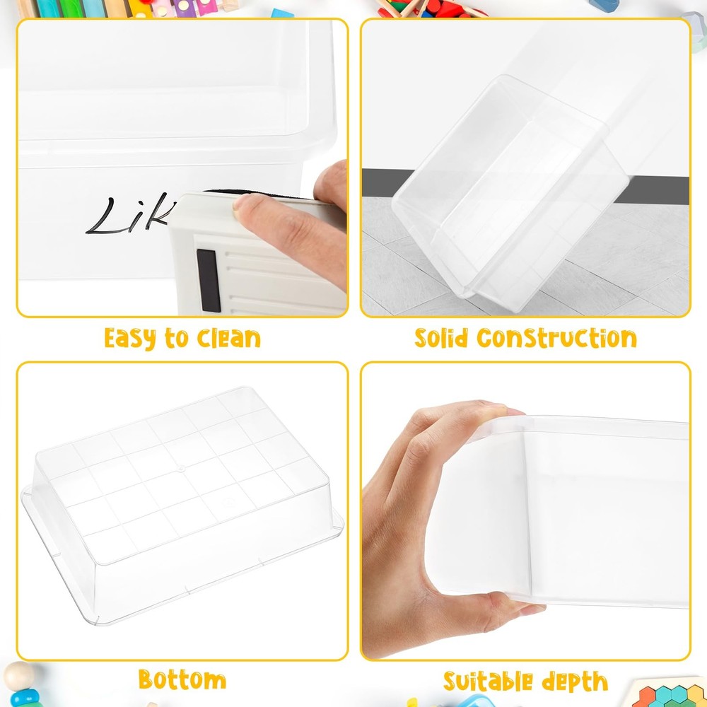 10 Pcs Flat Storage Organizer Tray Bin Letter Size Tray for Classroom Plastic...