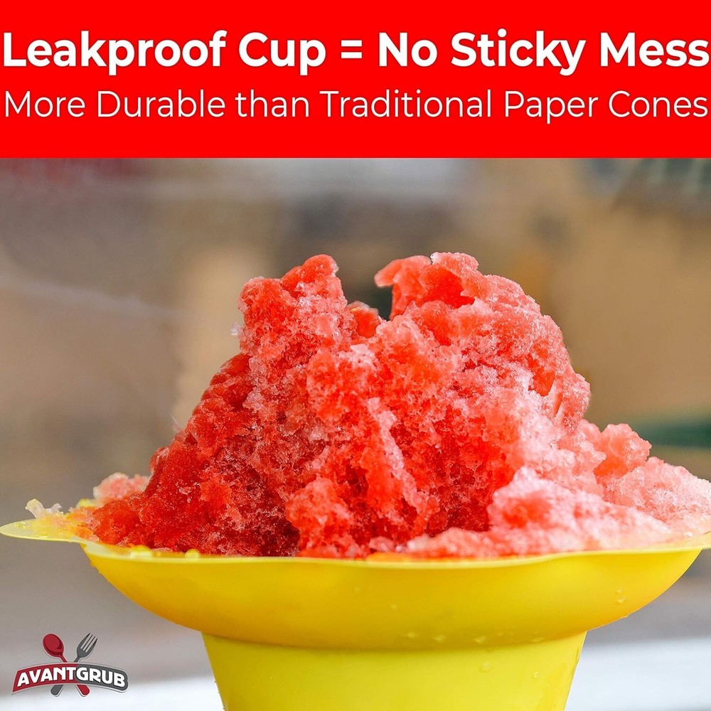 Reusable 4oz Flower Snow Cone Cups with Straws Leakproof Drip Catching