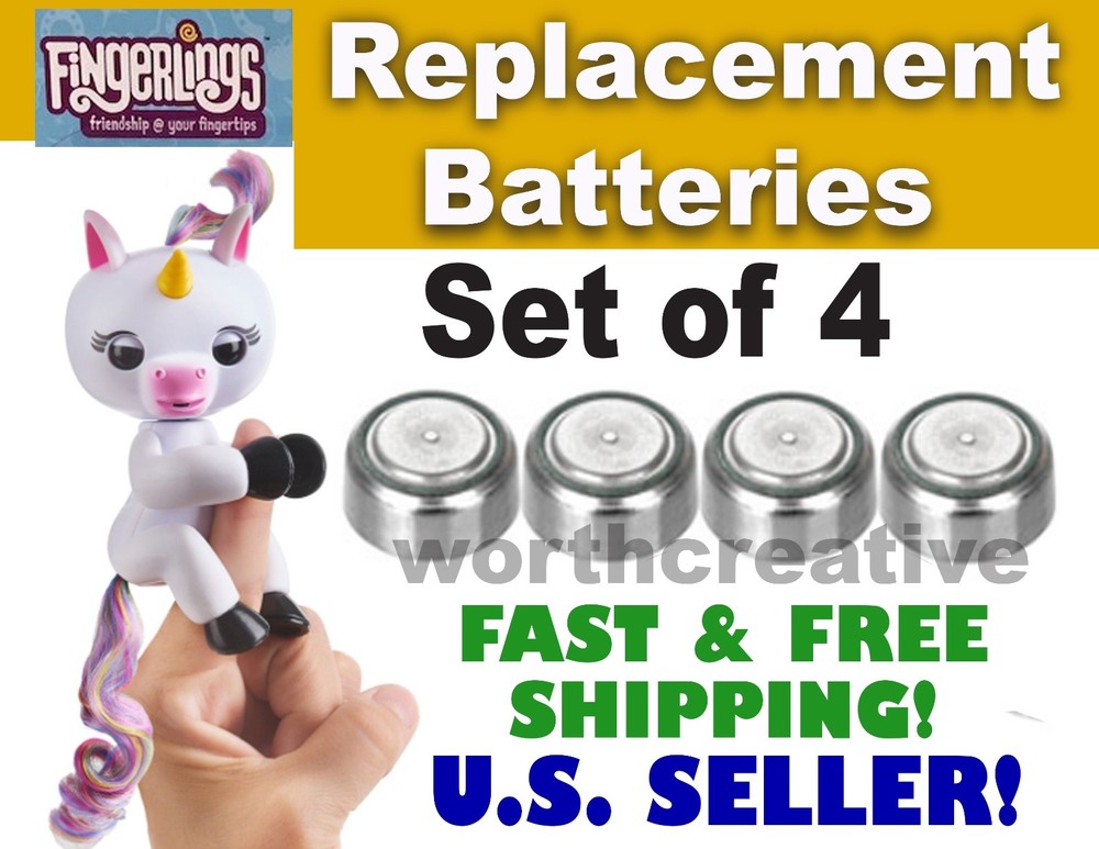 4 REPLACEMENT BATTERIES FOR WowWee FINGERLING Electronic Monkey Sloth & Unicorn