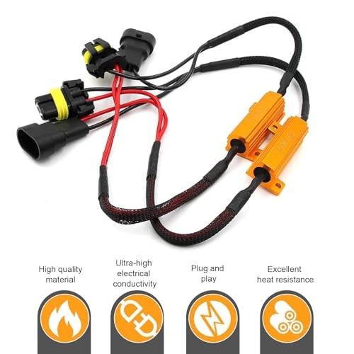 2 PCS 9006/HB4 Car LED Bulb Resistor Decoder, 50W 12V LED Load Resistor Kit,