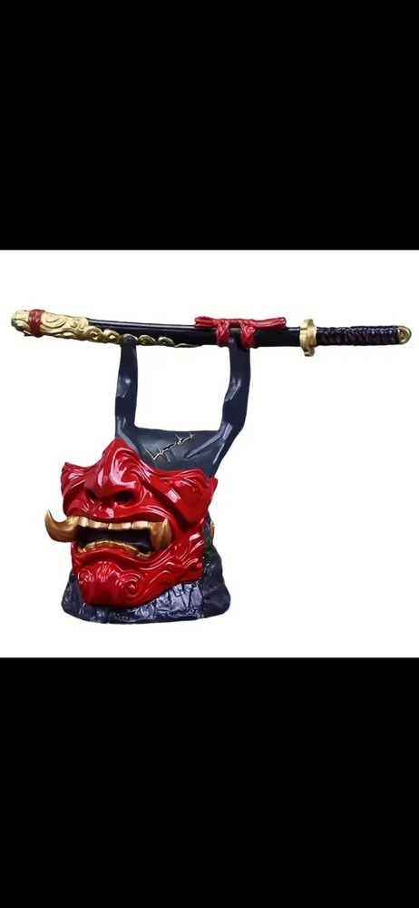 Controller Stand Samurai Demon Design Durable Resin Gaming Holder Non-Slip Base