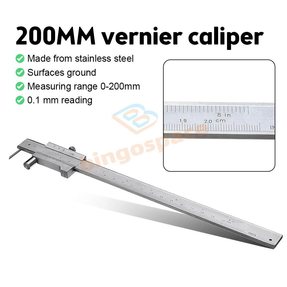 200mm Vernier Caliper Stainless Steel Scriber Caliper 8 inch Measuring Tool