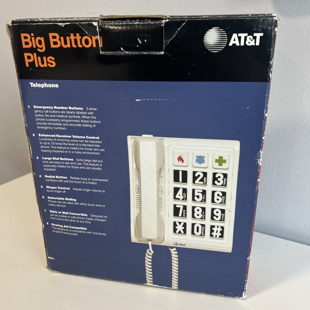 Big Button Plus Telephone AT&T Phone With Cord One Touch Dialing