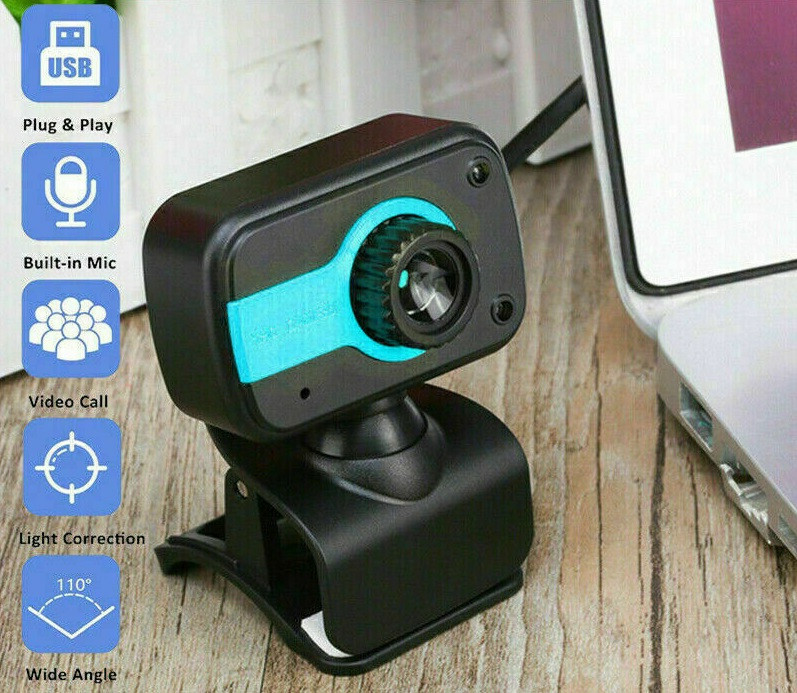 HD Webcam USB Computer Web Camera For PC Laptop Desktop Video Cam W/ Microphone