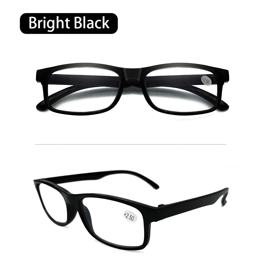 4 PK Mens Rectangular Blue Light Blocking Reading Glasses Spring Hinge Readers