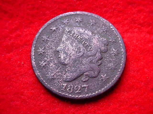 1827 CORONET HEAD LARGE CENT  COPPER COIN!   #T-56