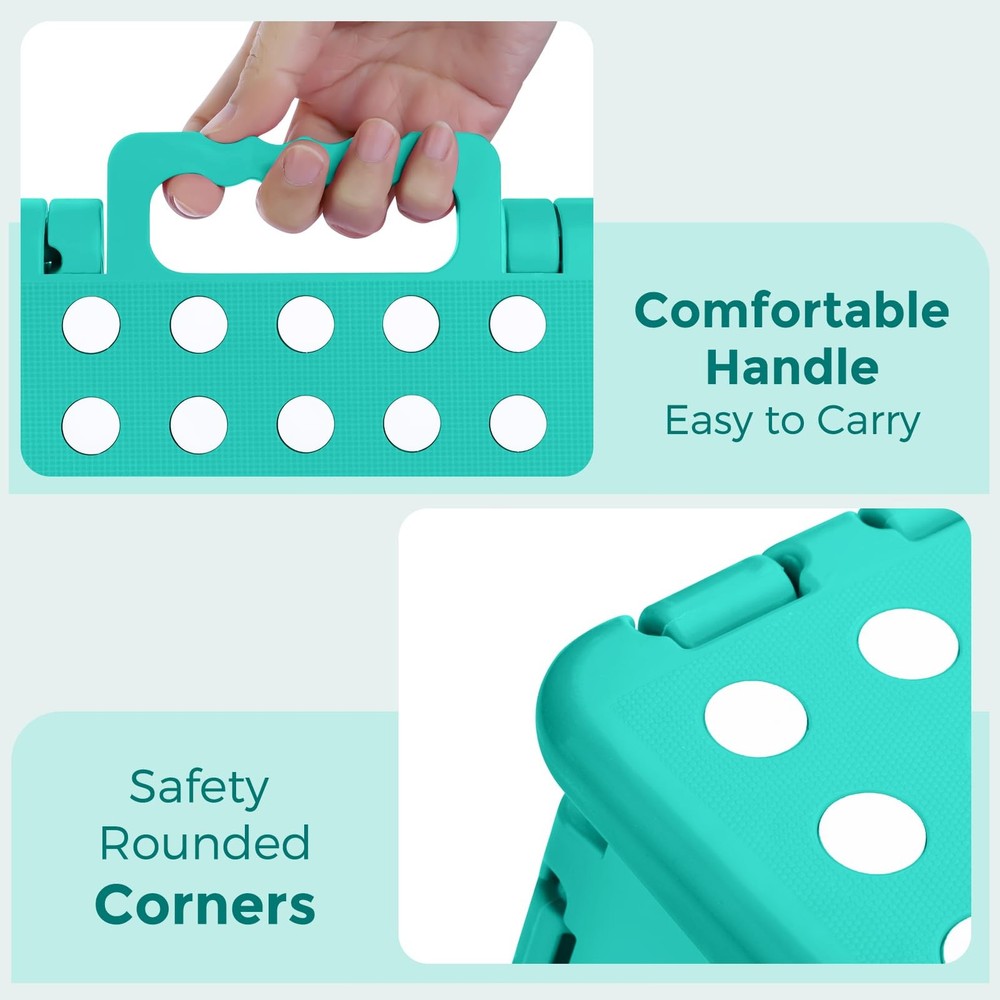 ACKO Folding Step Stool 13 Inch, Sturdy Collapsible 13 Teal