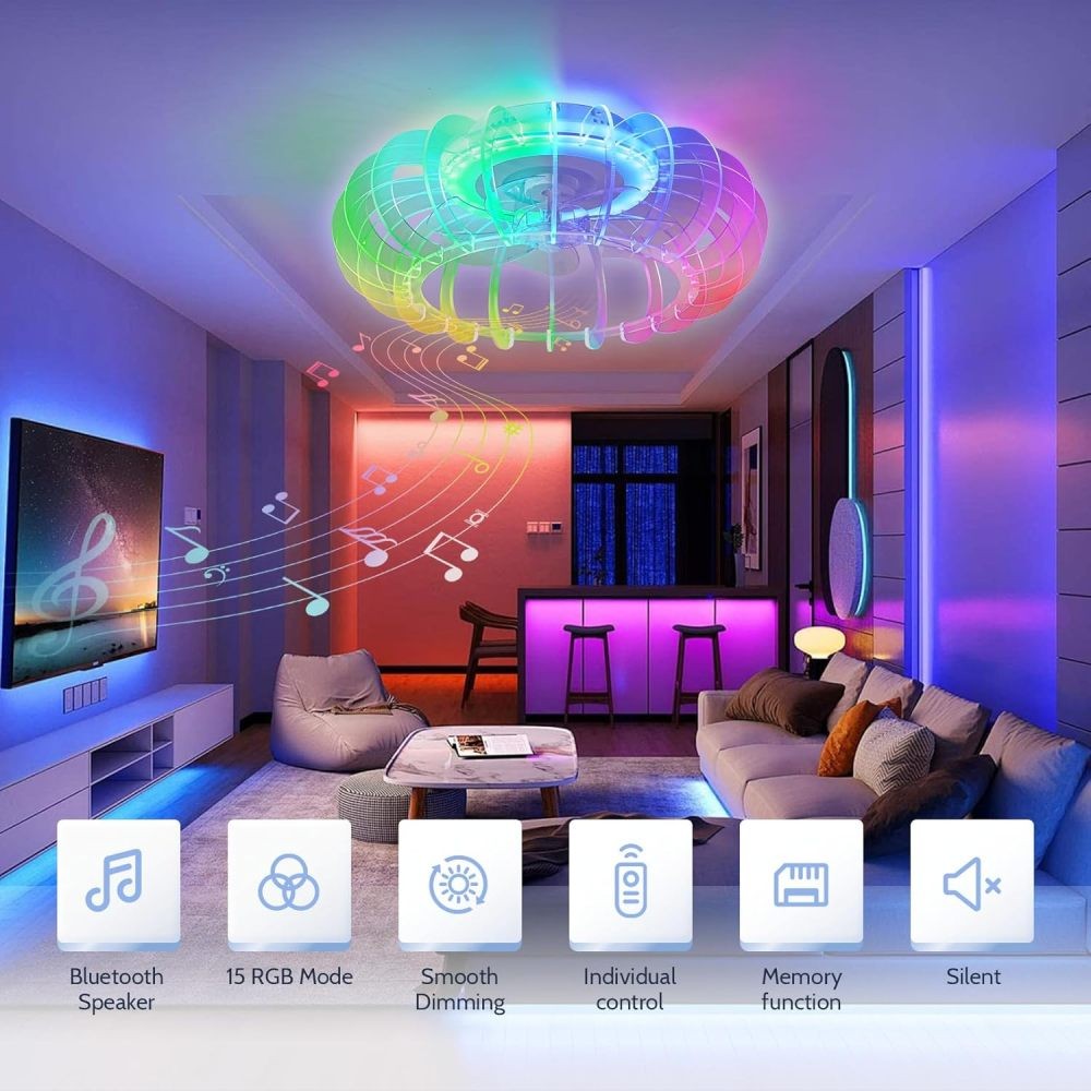 Lights Dimmable with Light and Remote 6 Wind Speeds Reversible Ceiling Fan