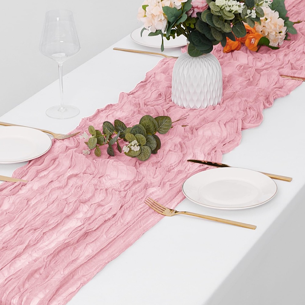 15 Pack Light Pink Cheesecloth Table Runner 17 x 108 inch Cheese Cloth Table ...