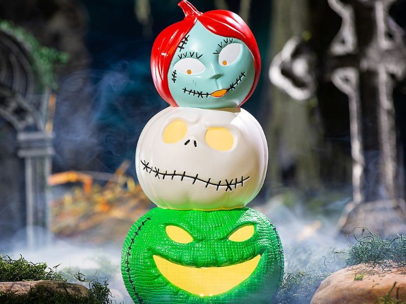 Light-Up Jack Sally Oogie Halloween Pumpkin Stack Nightmare Before Christmas 18"