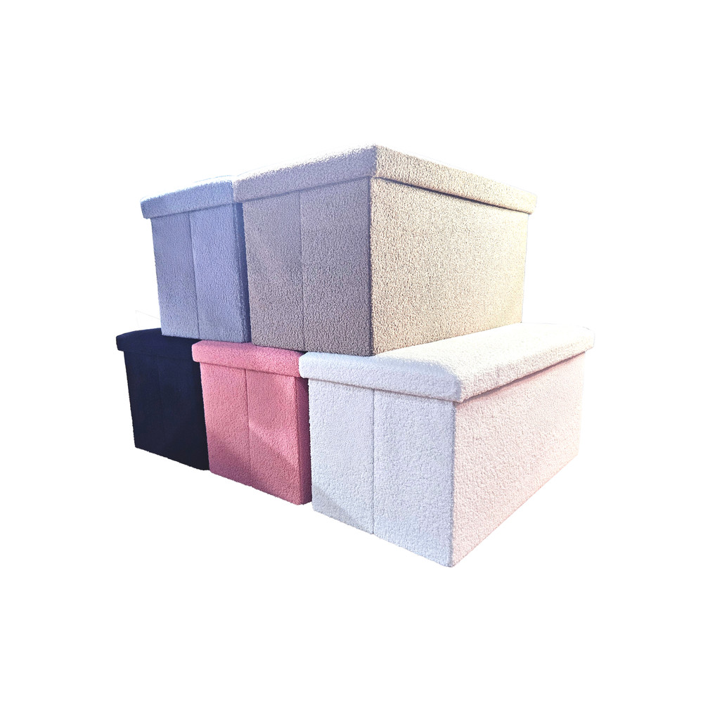 Go-Poufs Knock-Down Rectangular Plush Storage Ottoman | Black | 30"x15"x15"