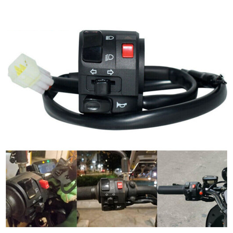Left Universal Motorcycle 7/8'' Handlebar Horn Turn Signal Light Switch Control