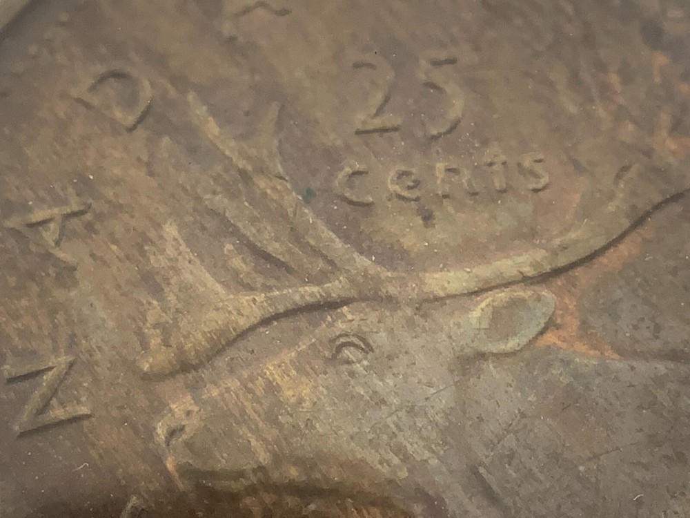 25 Cents Struck on Unknown Non Magnetic Planchet Canada Error Coin II257