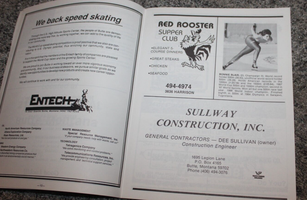 1987 WORLD CUP SPEED SKATING HIGH ALTITUDE PROGRAM, Butte, MT, B.Blair, D Jansen