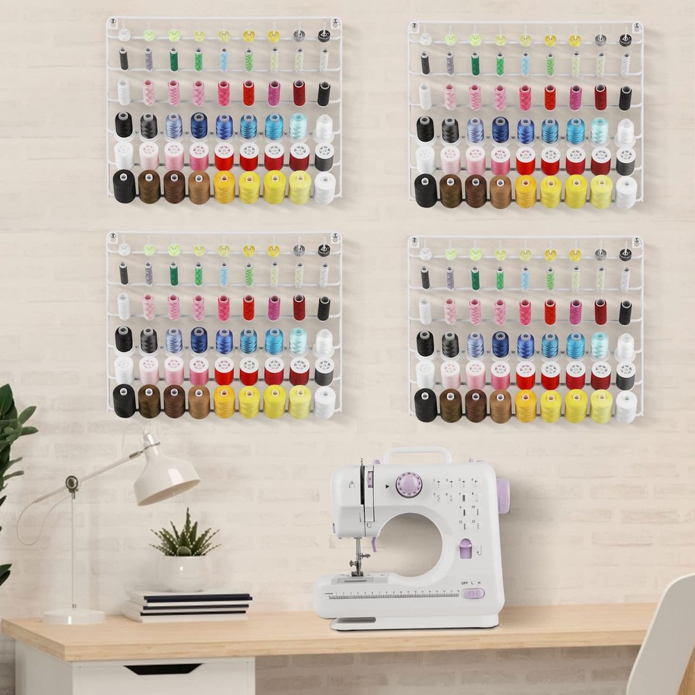 Thread Holder Organizer Wall 54-Spool Sewing Thread Rack 4 Pack Embroidery Sp...