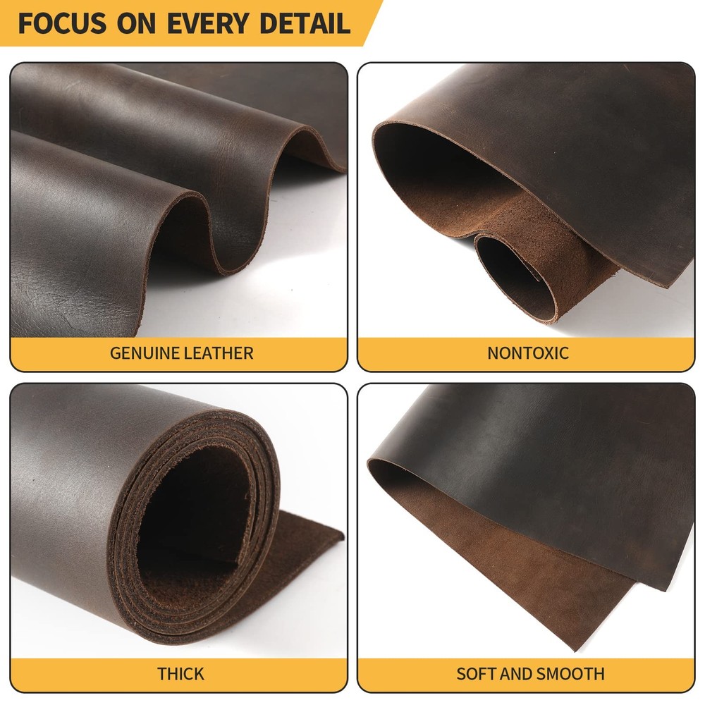 RingSun Full Grain Leather Sheets 2mm for Craft Tooling & Sewing