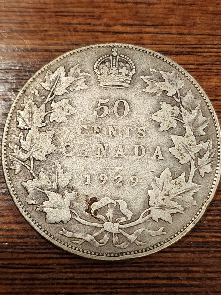 1929 Canada 50 Cents Silver Coin
