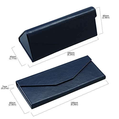 2 Pack Eyeglass Case Hard Shell with Foldable Design, Dhlnp_dark Blue(2 Pack)