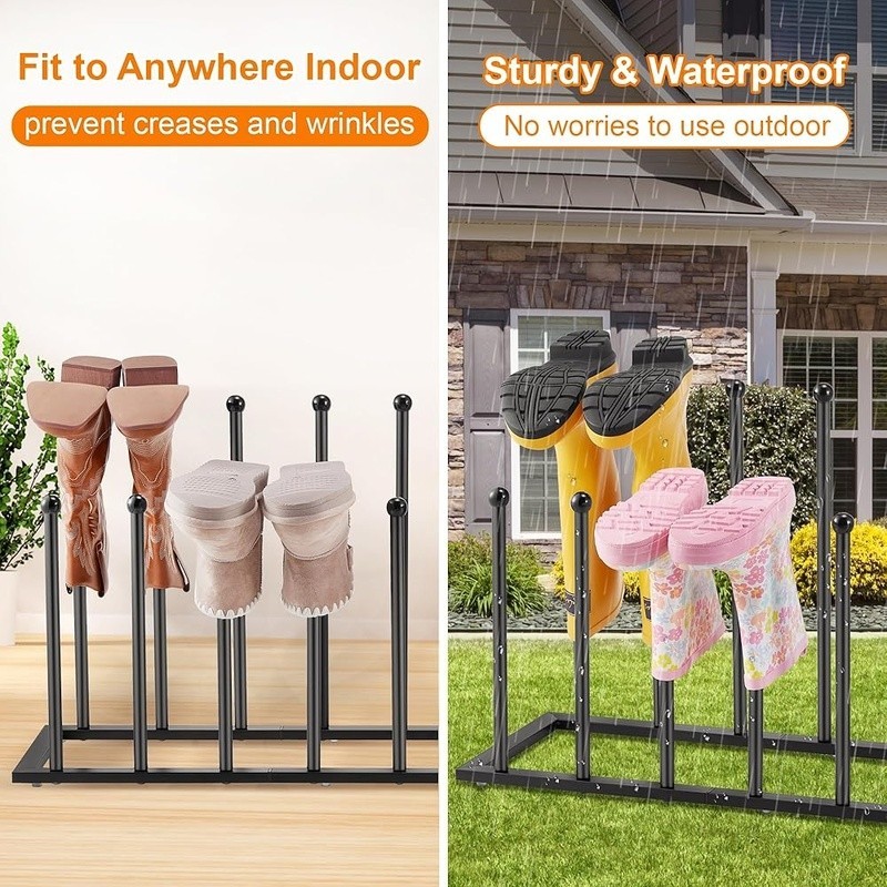 Large Capacity Metal Boot Rack Organizer Indoor Outdoor Use Storage Solution