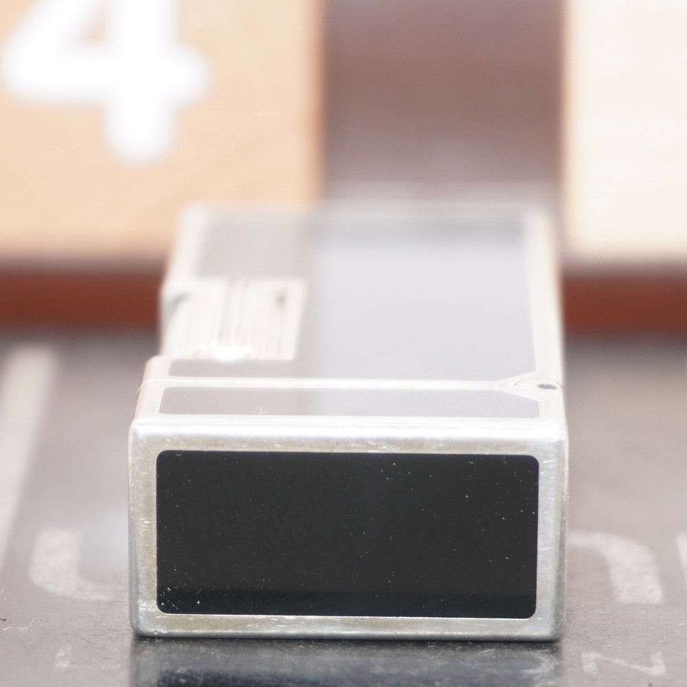 Dunhill Mini Lighter Silver & Black Lacquer_Ultrasonically Cleaned_Working