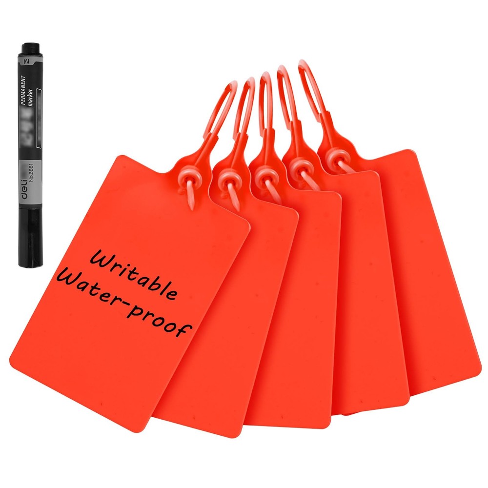 100 Plastic Waterproof Shipping Tags  Writable Marker Ties, Hanging Security ...