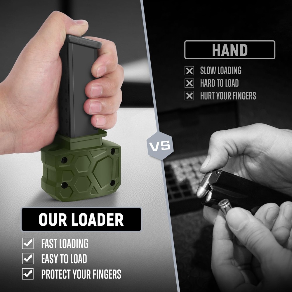 Magazine Speed Loader, Rapid Loader for Glock 9mm/.40sw, Green