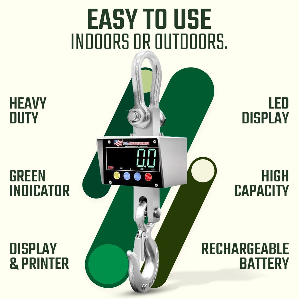 Stainless Steel 6,000 lb Crane Scale Wireless Display & Printer 300 ft Range