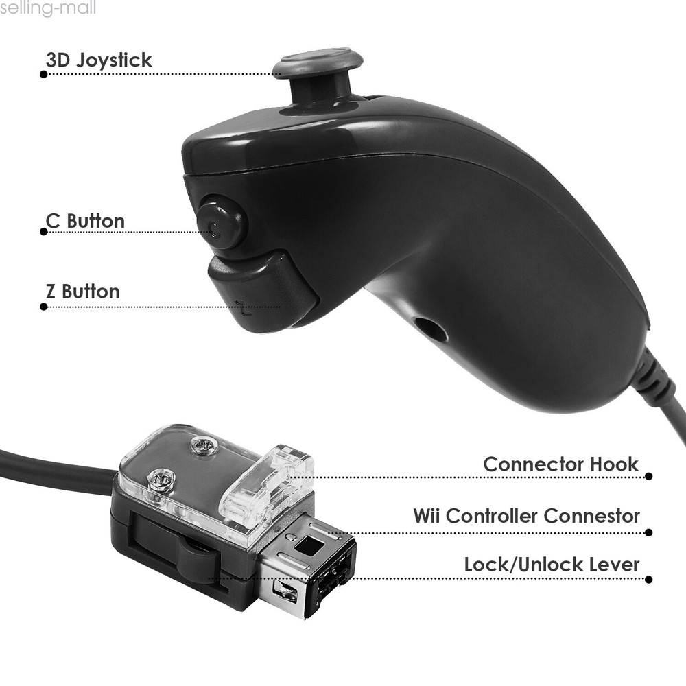 Wii Nunchuck Replacement Nunchuck Remote Gamepad Controller for Wii Wii U Remote