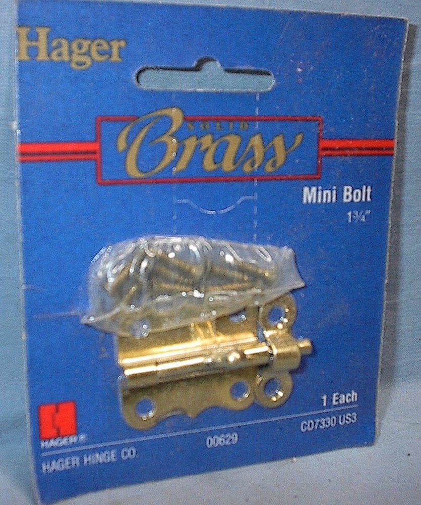VINTAGE HARDWARE HAGER MINI BOLT 1 3/4" SOLID BRASS NEW OLD STOCK